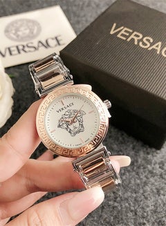 Buy Versace Women's Classic Fashion Round Quartz Watch White dial with silver stainless steel strap 32mm in Saudi Arabia