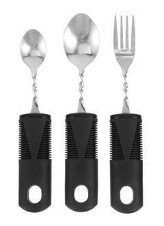 Buy Adaptive Utensils Set, 3Pieces Bendable Cutlery Set, Easy Grip Silverware Curved Angled Spoon and Fork Set, Self Feeding Tableware for Kids Elderly Disabled Parkinson's Disease Tremors Weakened Grasp in UAE