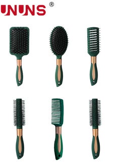 Buy 6Pcs Hair Brush Set Comb Set, Hair Brushes for Long Hair No Tangle Hair Brush Paddle Brush Round Hair Brush Dry Brush for Women Men - For All Hair Types, Natural, Fine & Curly in UAE