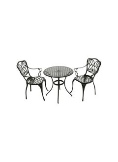 اشتري Durable Cast Elegant Design Aluminium 3 Piece Coffee Bistro Set Black في السعودية