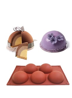 اشتري Chocolate Silicone Mould Sphere ound Baking Mold Extra Large non-stick 5-Cavity Semi Sphere Silicone Molds, 1 Packs Cocoa Bomb Ball Molds, Making Hot Chocolate Bomb, Dome Mouse في الامارات