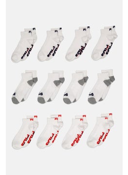 اشتري Men 12 Pair Brand Logo Socks, White في الامارات