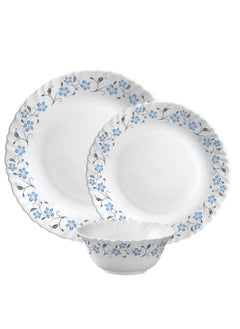 Buy LaOpala Classic 38 Pcs Dinner Sets Glass Material  Plates Grace Blue Dinner Set Microwave Safe & Dishwasher Safe Minimalist Style Lightweight Bowls, Cups, Plates Set-Reusable in Saudi Arabia