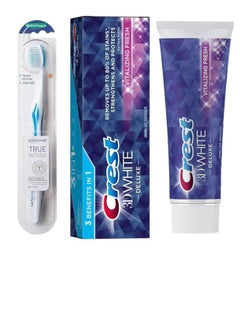 Buy Crest 3D Deluxe Fresh Enamel Safe Toothpaste 75ml + Medium Soft Toothbrush in Saudi Arabia