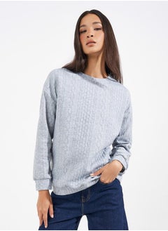 Buy Oversized Regular Length Textured Sweatshirt in Saudi Arabia