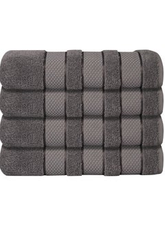 Buy 4 Piece Bath Towel Set Premium & Luxury Hotel Quality, 100% Genuine Turkish Cotton, 70x140 cm Maximum Softness & Absorbency, Dry Quickly 4-Piece Bath Towel Set - Dark Grey in UAE