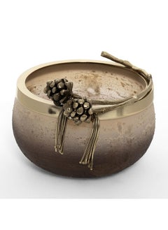 Buy Acorn Decorative Bowl, Beige & Gold - 18x12.5 cm in UAE