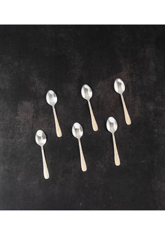 Buy Stainless steel tea spoon with golden style 6 pieces in Saudi Arabia