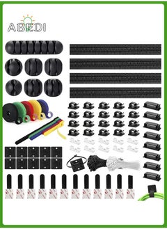 Buy 304 Pieces Management Organizer Kit with 4 Cable Sleeve Split, 45 Self Adhesive Cable Clips Holder, 5 Rolls and 30 Pcs Adhesive Ties, 200 Nylon Fasten Cable Ties for TV Office Car Desk Home in UAE