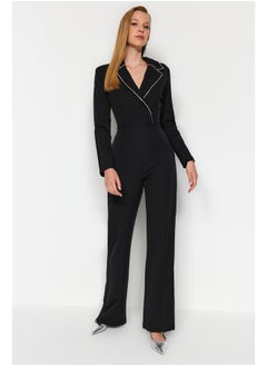 Buy Black Window/Cut Out Shiny Stone Jumpsuit TPRAW24TU00004 in Egypt