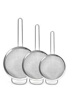 اشتري Strainer Sets - 14cm,16cm, 20cm - Stainless Steel Fine Mesh Strainer with Hang Handle - Pack of 3 Kitchen Strainer/Sifter في الامارات