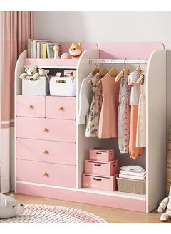 Buy Kids Wardrobe, Kids Dress Up Storage, Children Closet Cabinet Storage Organizer, Kids Armoire Dresser Organizer, Girls Boys Clothes Storage Cabinet, Kids Costume Closet Wardrobe Pink in UAE