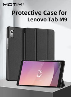 Buy Case Compatible with Lenovo Tab M9 9 Inch (2023) Ultra-thin and Lightweight Vertical Protective Case, PC+PU Material Protective Case Multi-Angle Viewing Tri-Fold Case in UAE