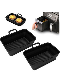 اشتري 2Pcs New Upgrade Collapsible Silicone Pot for Ninjas Dual Air Fryer, Foldable Silicone Double Air Fryer Liners Basket, Air Fryer Rack Accessories for Air Fryer, Oven and Microwave في الامارات