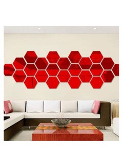 Buy DIY Wall Stickers 3D Mirror Stickers Removable Wall Stickers-Red in UAE