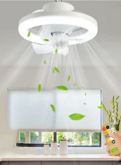Buy E27 Ceiling Fan With Led Light Remote Control 360 ° Rotation Modern Led Ceiling Fan With Remote Control Socket Fan Light For Kitchen Bathroom Bedroom Home Office in Saudi Arabia