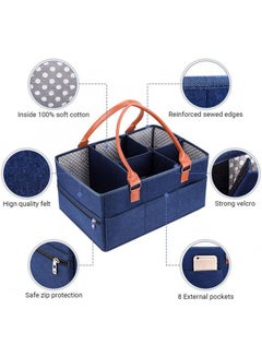 Buy Baby Diaper Caddy Bag With Zipper Lid And Leather Handle  Dark Blue in Saudi Arabia