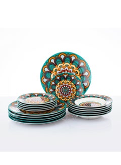 Buy 18 Piece Porcelain Dinner Set Multicolor in Saudi Arabia
