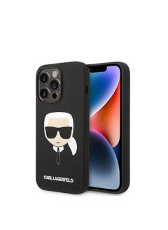 اشتري جراب Karl Lagerfeld Magsafe من السيليكون برأس Karl's لهاتف iPhone 14 Pro Max- أسود في الامارات