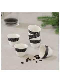 Buy Estonia 6 Piece New Bone China Cawa Cup Set 80Ml Serve 6 23X11X6.9 Cm Black in UAE