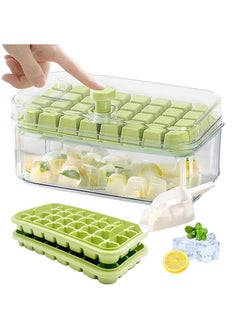 Buy YumLock Ice Cube Tray with Lid and Bin, Set of 2 BPA Free Ice Cube Trays for Freezer, 64 Cubes Total, Green in Saudi Arabia