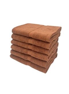 Buy Camellia (Dark Brown) Luxury Hand Towel (40 x 75 Cm -Set of 6) 100% Cotton, Highly Absorbent and Quick dry, Hotel and Spa Quality Bath linen with Diagonal Dobby-550 Gsm in UAE