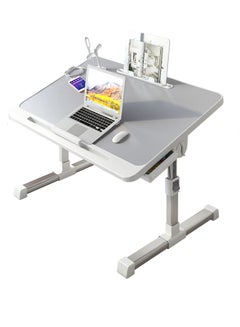 Buy Laptop Desk for Bed, Adjustable Laptop Bed Tray Table, Portable Lap Desks with USB Cooling Fan and Foldable Legs for Computer and Laptop White in Saudi Arabia