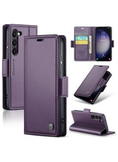 Buy Flip Wallet Case For Samsung Galaxy S23 plus [RFID Blocking] PU Leather Wallet Flip Folio Case with Card Holder Kickstand Shockproof Phone Cover (Purple) in Egypt