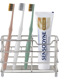 اشتري Toothbrush Holder, Stainless Steel Anti-Rust Metal Bathroom Toothbrush and Toothpaste Holder Bathroom Accessories Organizer for Small Spaces (Small, Silver) في الامارات