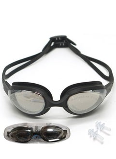 Buy G-102 Anti-Fog Swim Goggles Mirror Lens With Box & Ear Plugs, Black in Egypt