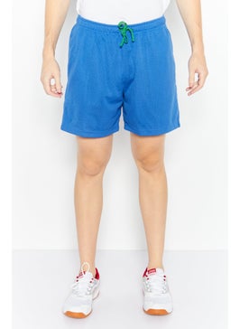 Buy Men Textured Drawstring Shorts, Blue in Saudi Arabia