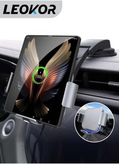 اشتري Dual Coil Wireless Car Charger for Galaxy Z Fold 5/Fold 4/Fold 3/Fold 2, Fast Charging Phone Holder for Galaxy Z Fold 2, Landscape Mobile Phone Mount for Galaxy Z Fold (Steel Gray) في السعودية