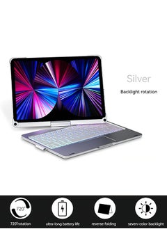 Buy 10.2 inch Tablet Keyboard Case 360° Rotation Smart Touch for Apple iPad Silver in Saudi Arabia