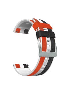 Buy 22mm Strap, Triple Color Stripe Leather & Silicone Strap for Huawei GT2 46MM in UAE