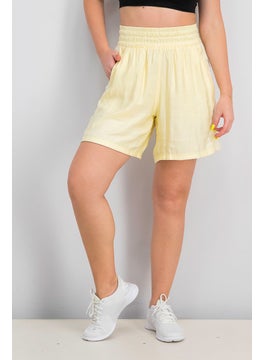 Buy Women Sportswear Fit Outdoor Satin Short, Yellow in UAE