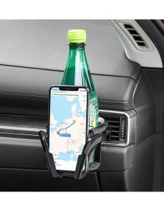 اشتري 2 in 1 Car Cup Holder and Phone Mount for Air Vent, Multifunctional Drink Stand, Adjustable Auto Air Conditioner Vent Bracket, Universal for SUV Truck Van في السعودية