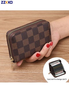 Buy Multi Large Capacity Organ Card Holder, Certificate, Driver'S License, Compact Wallet, Multi-Functional Casual And Fashionable Plaid Zipper Bag in Saudi Arabia