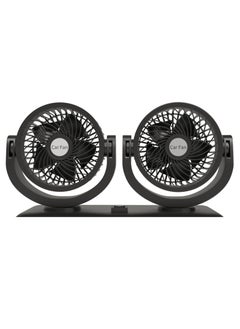 اشتري Portable Car Fan, Dual-Head USB Electric Fan, 360 Degree Rotation Auto Cooling Car Fan, Suitable for Rear Seat, Car Dashboard, Home, Office في الامارات