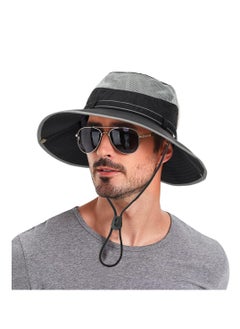 Buy Wide Brim Fishing Sun Hat for Men Women - UV Protection Bucket Hat Summer Beach Hat Foldable Safari Boonie Cap in Saudi Arabia