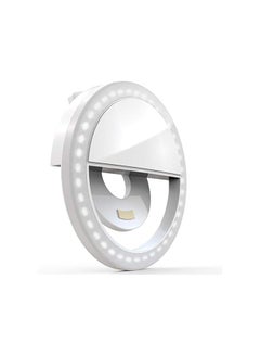 Buy Clip On Selfie Ring Light [Rechargeable Battery] With 36 Led For Smart Phone Camera Round Shape, White in Saudi Arabia