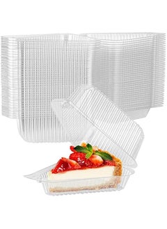 Buy Clear Plastic Container for 1 Slice of Cake or Pie - Pack of 50 with Hinged Lid - Fits 7”-10” Diameter Desserts like Cheesecake, Tres Leches, or Flan in Saudi Arabia