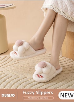 Buy Women's Bath Slippers, Fashion Warm Shoes Woman Fluffy Slippers with Faux Fur, Comfortable Home Furry Slippers, Lightweight Non Slip House Slippers For Cozy Indoor Outdoor in UAE