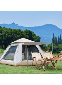 Buy Camping Tent with Instant Setup 6 Person Person Waterproof Tent with WeatherTech Technology Double-Thick Fabric And Carry Bag, Sets Up In Few Minutes Automatic Tent For Outdoor 240X240X155CM Beige in UAE