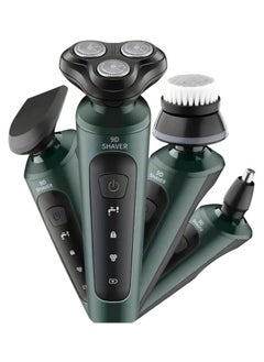 Buy Men's Shaver 9D, 4 in 1 Bald Men's Shaver, Wet and Dry Waterproof, Electric Shaver for Men Wireless Charging Men's Shaver, Electric Shaver, Men's Grooming Kit, Green in Saudi Arabia