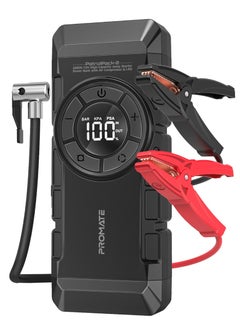 Buy Promate Portable Car Jump Starter with 150PSI Air Compressor, 4-in-1 Electric Air Pump with 12000mAh Power Bank, LED Light, USB-C & QC 3.0 Ports, and Reverse Polarity Protection in Saudi Arabia
