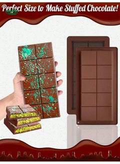 Buy 1pc Deep Chocolate Bar Mold, Large Thick Silicone Chocolate Bar Mold For Filling Bars, Large Chocolate Candy Bar Mold For Filling Knafeh Pistachio Chocolate Bars Make Dubai Chocolate, Suitable For DIY Baking And Party Gatherings, Festival Friends Gatherings. in UAE