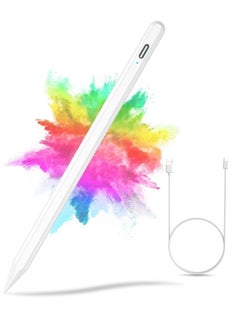 Buy Stylus Pen for iPad 2018-2022,Stylus Pencil Compatible with Apple iPad 10/9/8/7/6th,iPad Mini 6/5th,iPad Air 5/4/3th,iPad Pro 11''/12,9'',Capacitive pen with 4 Replacement Tips,Palm Rejection (White) in UAE