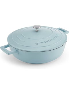 Buy Shallow Casserole Dish With Lid 4L 28 Cm Lightweight Cast Aluminum Induction Hob And Oven Safe Sky Blue in Saudi Arabia