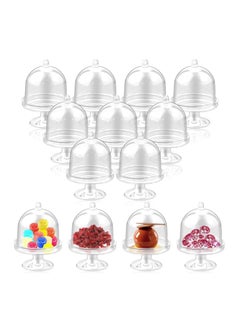 Buy Dessert Cups, 12 Sets Small Plastic Dessert Table Decorations Stands with Dome, Mini Cake Stand Cupcake Stand Individual Cake Pop Dome Macarron Holders in Saudi Arabia