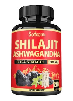 Buy Shilajit with Ashwagandha Root Dietary Supplement Extra Stringth 1200mg - 210 Capsules in Saudi Arabia